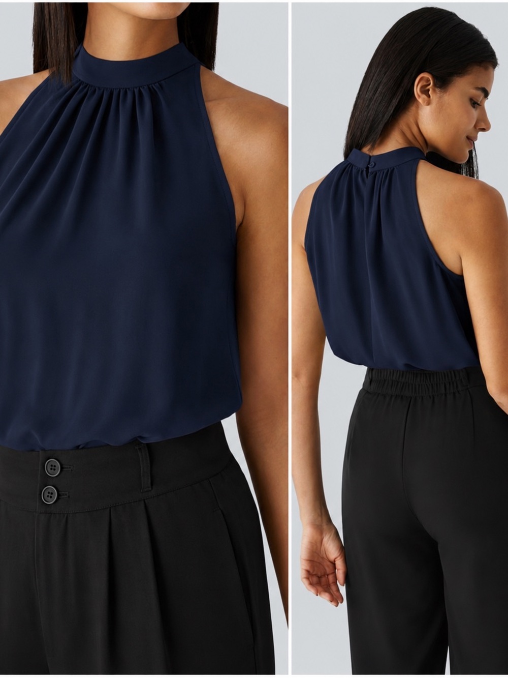 Halara Navy Halter Neck Sleeveless Blouse